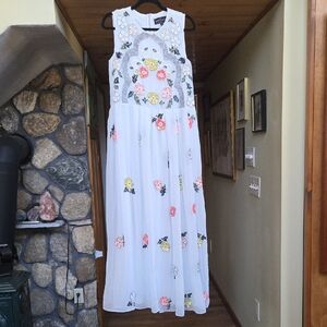 Needle & Thread White Sequin Floral Maxi Dress